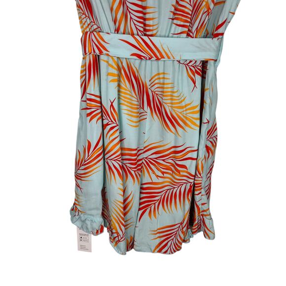 Cupshe Teal Orange Tropical Flutter Sleeve Romper Large New - Picture 14 of 14